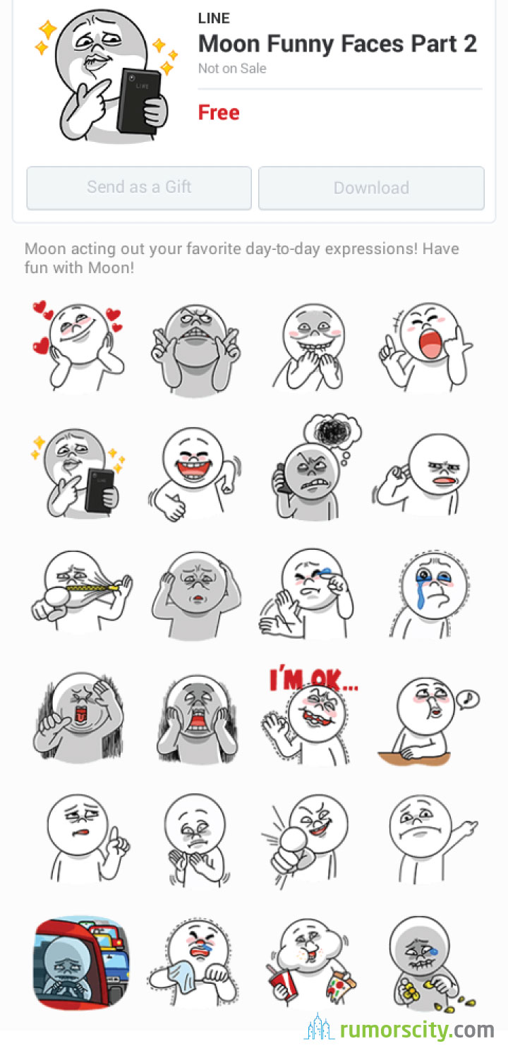 Moon Funny Faces Part 2 Line sticker in Brazil