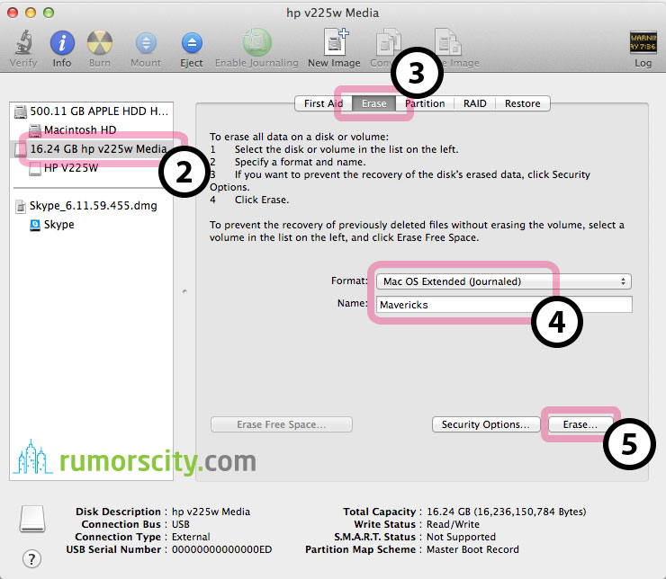 os x mavericks select disk