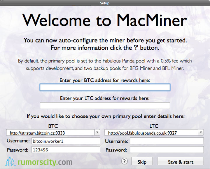 setup macminer