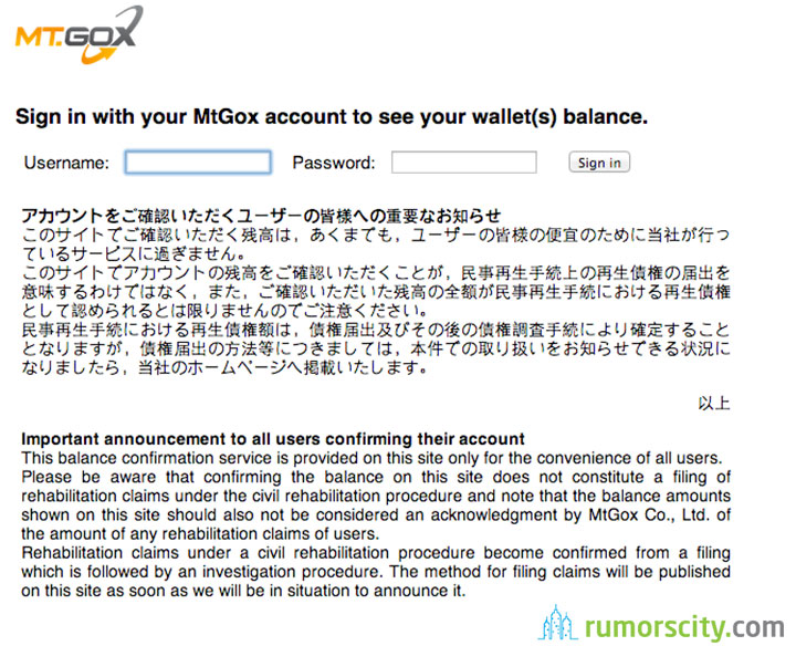 Mtgox Login Page Is Back And Let Users Check Their Bitcoin Balance - 