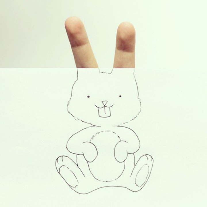 Artist Completes Drawings By Adding In His Own Fingers