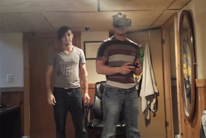 Watch His Reaction For Playing A Virtual Reality Game. It Is Hilarious