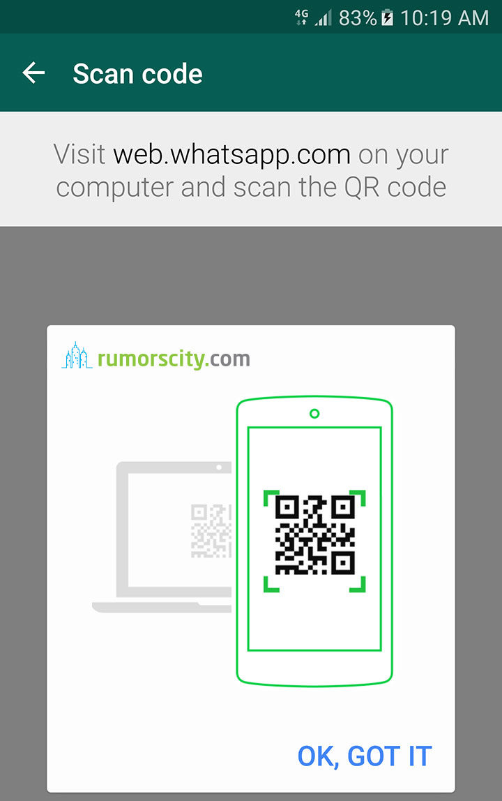 visit web.whatsapp.com on your preferred desktop browser