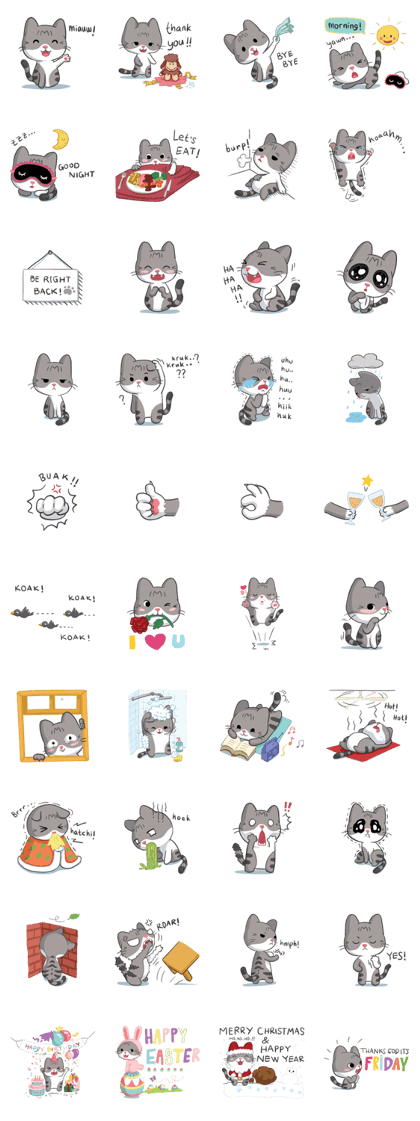 Meow The Tabby Cat Line Sticker Rumors City