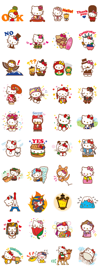 Hello Kitty Around the World Line Sticker - Rumors City