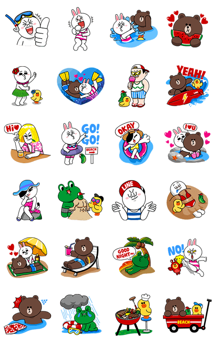 LINE Characters - Happy Vacations Line Sticker - Rumors City